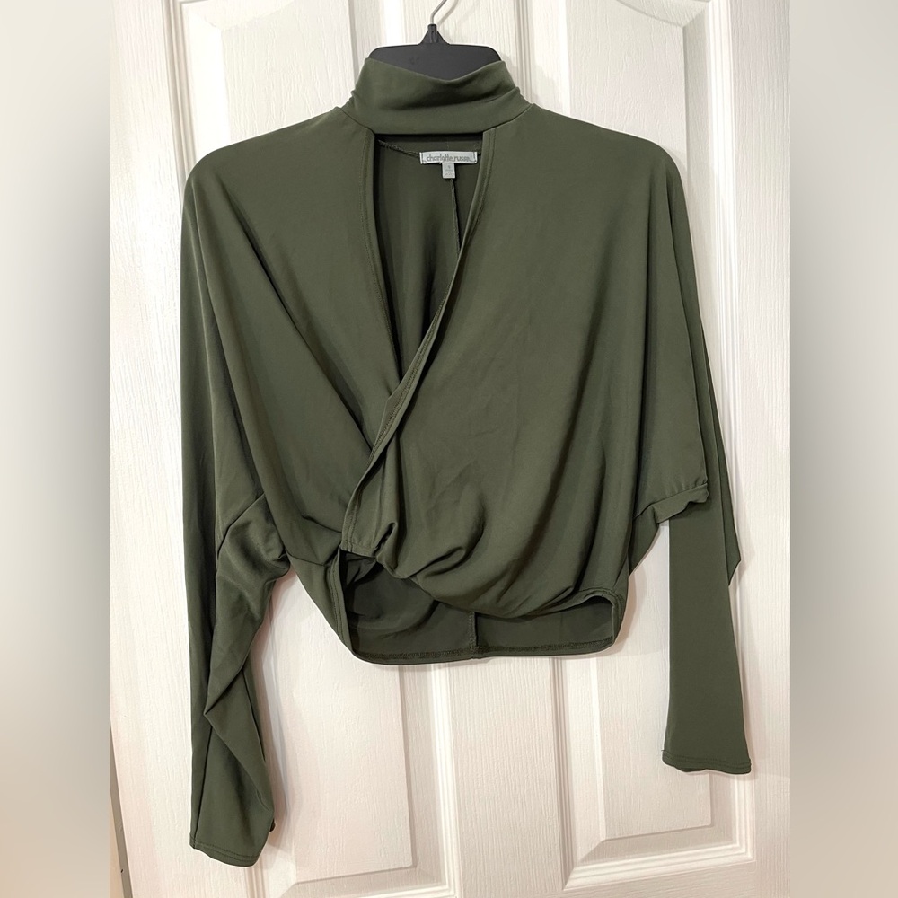 Charlotte Russe Dark Green Wrap Blouse